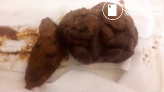 Panty poop in white silk panties