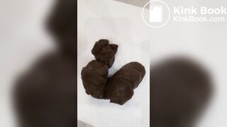 Pink haired teen pushes out big turd