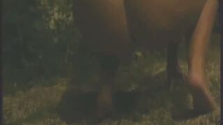 Beautiful girl diarrhea in parking lot