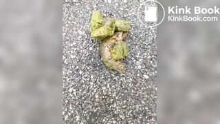 Girl shits in park on path