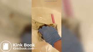 Hot blonde poops in shower