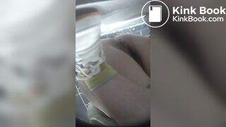 Young Chinese girl poops in toilet, funny dialogue