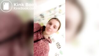 Blond girl's first time taking a big bite