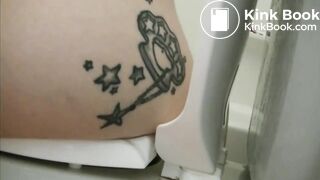 Tattooed girl toilet explosion