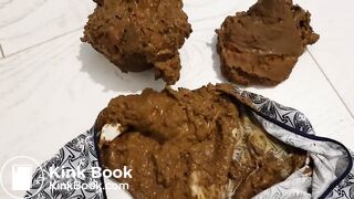 Big panty poop under red dress