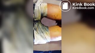 Filling her jeans with piss and shit, very messy