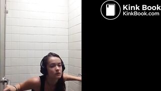 Sexy girl pooping on public toilet - video 2