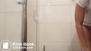 Girl pooping and farting on hotel toilet