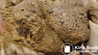 Beige panty poop under red dress