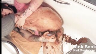 massive shit and masturbation in bathtub