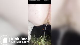 Defecate outside in the dark..