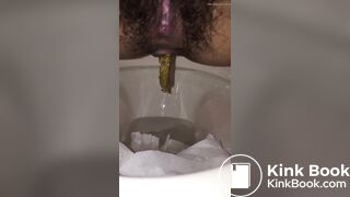 nice girl shitting close up view