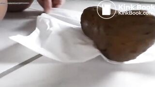 POV girl pooping huge log