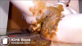 Messy scat girl smearing, masturbating