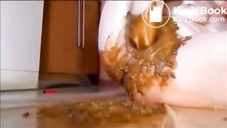 Messy scat girl smearing, masturbating