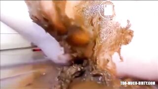 Messy scat girl smearing, masturbating