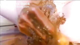 Messy scat girl smearing, masturbating