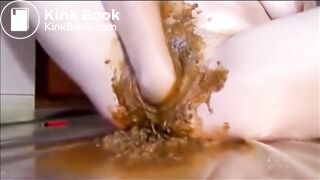Messy scat girl smearing, masturbating