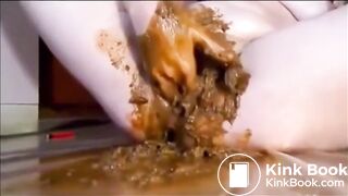 Messy scat girl smearing, masturbating