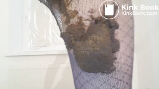 Big load in blue fishnets