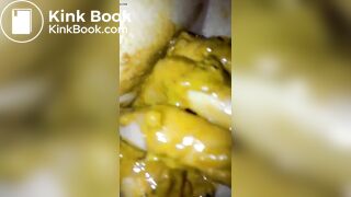 Girl diarrhea on her boyfriend hand