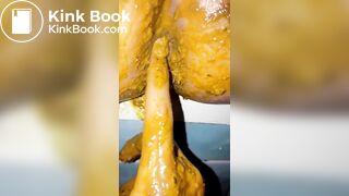 Girl diarrhea on her boyfriend hand