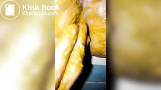 Girl diarrhea on her boyfriend hand