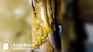 Girl diarrhea on her boyfriend hand