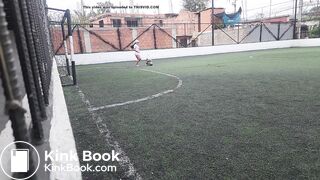 girl poops soccer yoga shorts