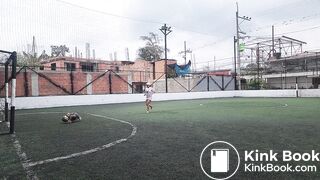 girl poops soccer yoga shorts