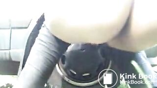 German lady outdoors poo..