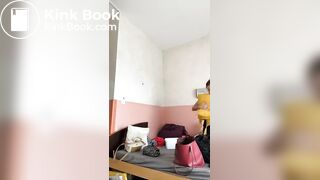 Italian girl dildo shit accident