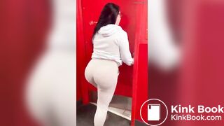 Beautiful girl shit in bathroom sink