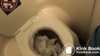 Pooping in a plane toilet