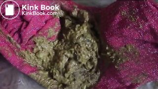 Runny poop in red pantyhose