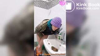 Pooping in an Indian sink