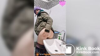 Pooping in an Indian sink