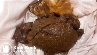 Big poop in shiny white panties