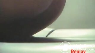 Woman uses festival porta-potty to poop