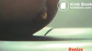 Woman uses festival porta-potty to poop