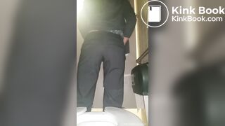 Emptying her full stomach at work