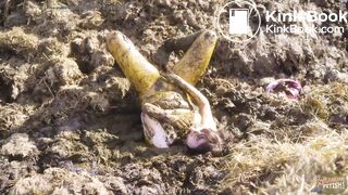 Watched on the dunghill - girl covered in cowshit