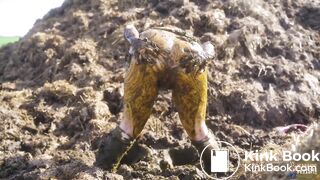 Watched on the dunghill - girl covered in cowshit