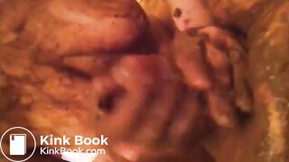 Handjob with a lot of shit