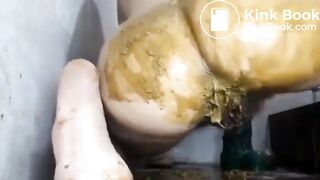 Shitty dildo fuck and prolapse