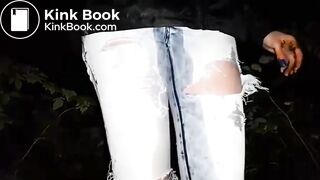 Scat slut in the woods..