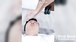 Cute young chinese femdom shit in slave mouth