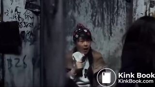 Young Asian teen has diarrhea scene