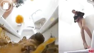 Flush is broken! Full Asian scatgal has to add hot fres