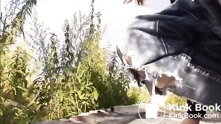 Russian lady outdoor poo..